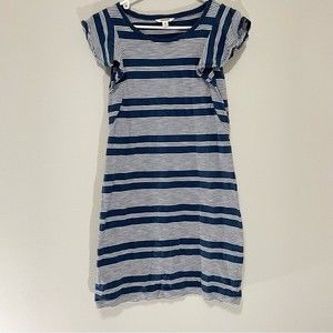 Goodthreads Blue & White Striped Flutter Sleeve Dress Size XS